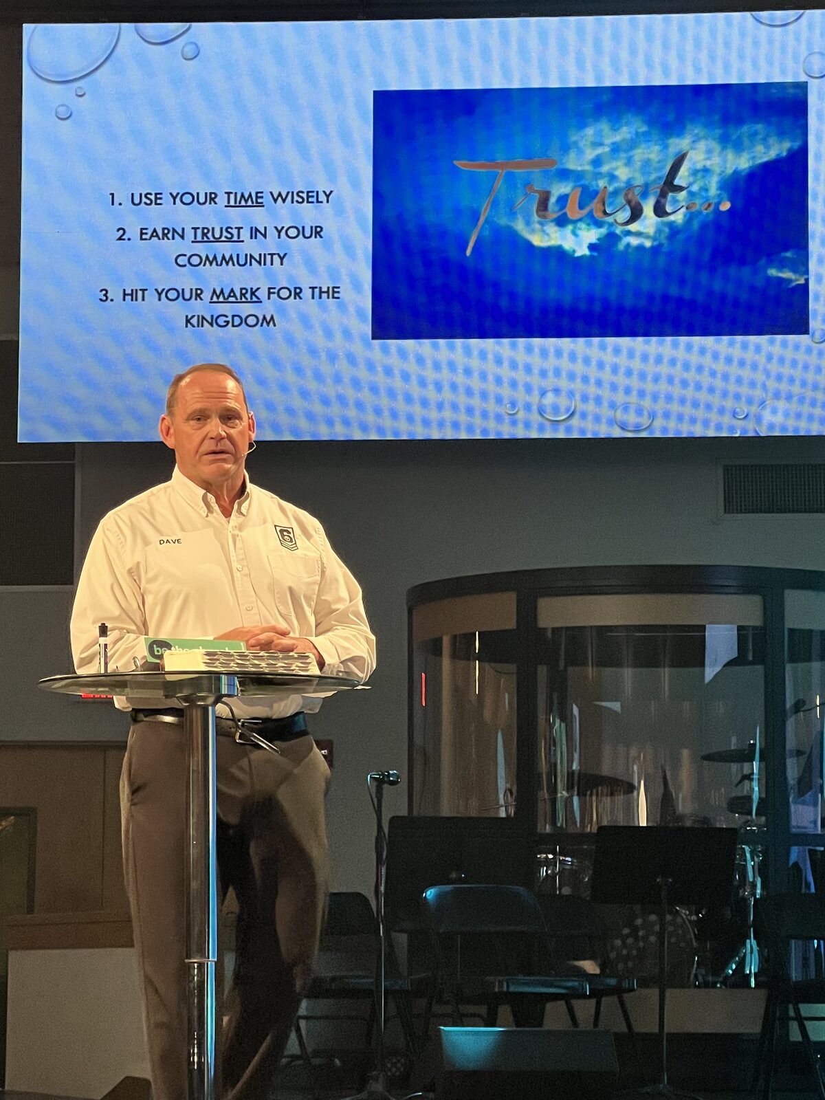 David teaching leadership from a stage